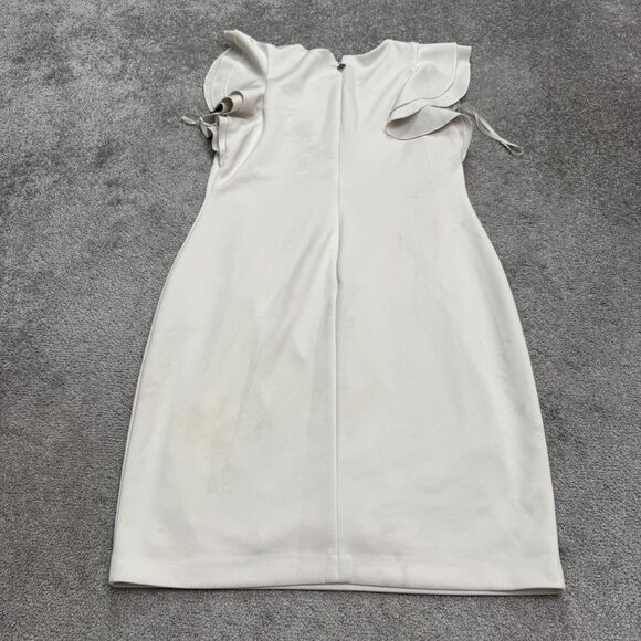Tommy Hilfiger Ruffle Flutter Sleeve Sheath Pencil Dress Womens 12 White Classic - Picture 2 of 16